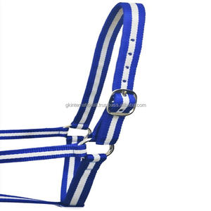 Premium Quality Dual Tone Comfortable Nylon Horse Halter with adjustable nickel or brass hardware custom sizes available - Product Image 6