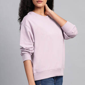 เสื้อสเวตเชิ้ตคอกลมผู้หญิง สีพื้น แขนยาว ผ้าถัก 100% คอตตอน ระบายอากาศได้ดี เหมาะสำหรับใส่ในฤดูใบไม้ร่วง ทรงปกติ - Product Image 5