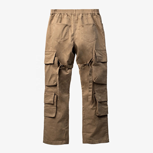 Pantalones Cargo de Lona para Hombre DAIZEN STAR INTERNATIONAL, Cierre con Cordón, Múltiples Bolsillos, Diseño Sólido, Cintura Elástica, Ropa de Trabajo - Product Image 4
