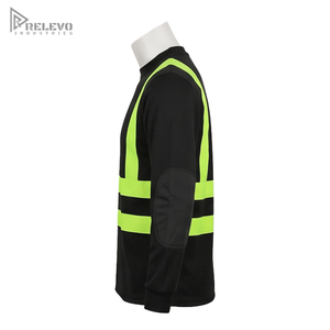 Camisa de Seguridad Industrial Personalizada, Estilo Western, Color Gris Jaspeado Oscuro, Botones de Perla, Franjas Verdes de Alta Visibilidad, Uniforme de Construcción - Product Image 4