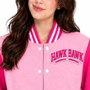Women Varsity Jacket Two Tone Casual Outerwear Full <b>Sleeve</b> Turn Down Collar Comfortable Casual Fit Fresh Two Tone Style Jacket - Product Image 4