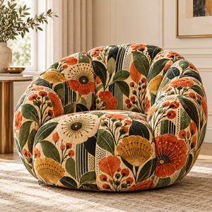 Tissu d'ameublement PRANIKA INTERNATIONAL tissé floral respirant et léger, motif feuilles vertes et oranges personnalisé, textile de maison - Product Image 3