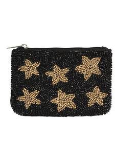 Pochette à fermeture éclair perlée faite à la main, motif rivets noir et or, porte-monnaie, pochette avec dragonne pour femme par Ziyan Handicraft - Product Image 1
