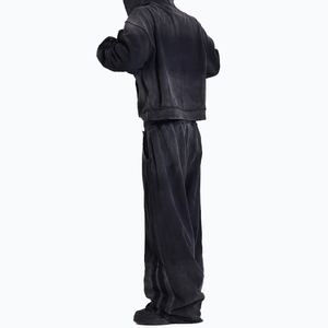 Customized Men's Black Fleece <b>Harem</b> Pants Elastic Waist Side Pockets Casual Style Breathable Midweight Autumn Wear - Product Image 6