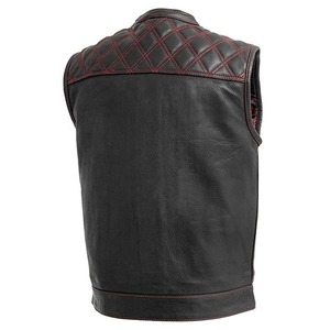 Chaleco de Motocicleta de Cuero Personalizado para Hombre, Chaleco de Motociclista de Cuero Genuino, Cortavientos, Casual, Impermeable, Personalizable con OEM - Product Image 5