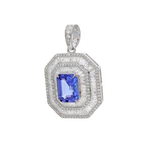 Octagon Cut Tanzanite Pendant 14K White Gold Plated Rhodium Plated 925 Sterling <b>Silver</b> Luxury Jewelry Women Elegant Gift - Product Image 6