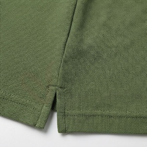 Polo à manches courtes pour homme, vert olive, tricoté, uni, décontracté, coupe classique, boutons - Product Image 5