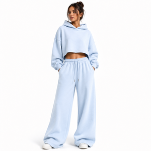 Completo da donna <span class=keywords><strong>ONE</strong></span> <span class=keywords><strong>APEX</strong></span>: Felpa oversize cropped con lavaggio acido e pantaloni della tuta in pile a gamba larga, in cotone pesante 360g - Product Image 5