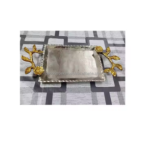 Nouveau plateau de service en aluminium de taille personnalisée plateau de service à fleurs pour le dîner plateau de service d'ustensiles de cuisine - Product Image 2