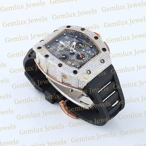 High Quality Pass Diamond Tester ChronographD VVS Iced Out Bezel Automatic movement Black Rubber Strap Hip Hop <b>Watch</b> <b>For</b> <b>Men</b> - Product Image 6