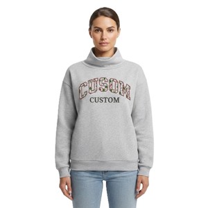 Sudaderas de Cuello Alto de Felpa para Mujer, Premium, con Bordado Personalizado, Algodón Grueso, Estilo Casual, Proveedor de Marca Privada OEM - Product Image 1