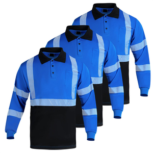 Camiseta Polo de Alta Visibilidad con Mangas Largas, Fabricada con Cinta Reflectante y Tela Elástica, Ropa de Trabajo Cómoda, Camisetas Polo de Alta Visibilidad - Product Image 1