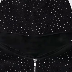 Unisex Rhinestone Print Embroidered Plain Dyed Breathable <b>Waterproof</b> <b>Hoodie</b> 100% Cotton Street-wear Zip-Up Pocket - Product Image 5