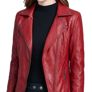 Nouvelle arrivée, prix d'usine, veste unie pour femmes, vêtements personnalisés, veste en similicuir PU pour femmes, streetwear, veste de moto - Product Image 6