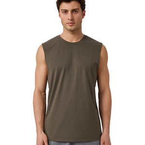 Camiseta sin mangas de modal refrescante para hombre, diseño transpirable de hombros anchos para gimnasio, playa, exterior, estampado liso, encaje, poliéster, algodón, elastano - Product Image 5
