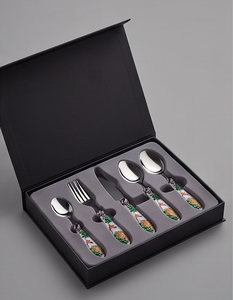 Ensemble de couverts en céramique florale avec poignée, en acier inoxydable, passe au lave-vaisselle, vaisselle de mariage, design multicolore plaqué argent - Product Image 6