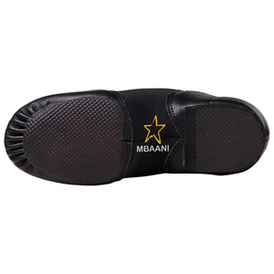 MBAANI Zapatos planos de baile de jazz para mujer, de cuero genuino negro, sin cordones, para práctica - Product Image 2