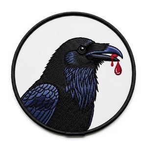 Parches bordados termoadhesivos de cuervos y garrasfas, apliques redondos de pájaros con gota de sangre, juego de insignias personalizadas para coser, estilo gótico de terror, 50 unidades, venta al por mayor - Product Image 1