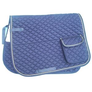 Tapis de selle matelassé de dressage anglais en tissu de polyester et satin de coton avec poches latérales Fournisseurs des meilleures ventes d'Inde - Product Image 1