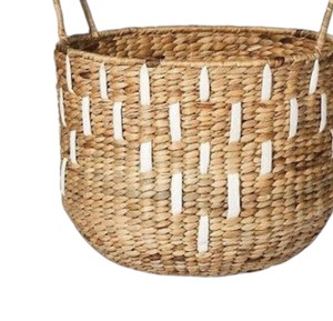 Cesta Minimalista de Jacinto de Agua con Asas de Cuerda, Cesta Decorativa de Almacenamiento para Estante, Baño, Sala de Estar, Hogar - Product Image 4