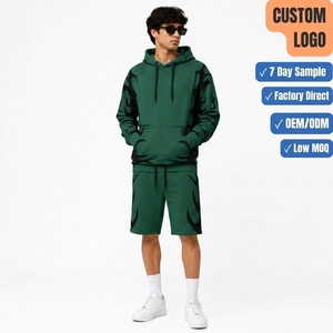 Conjunto de Sudadera con Capucha y Pantalones Cortos Deportivos Personalizados de Forro Polar para Escuelas y Universidades, Proveedor de Pedidos al por Mayor - Product Image 1