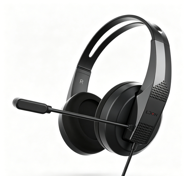 LDON 520 Wired Gaming Headset Driver Over-Ear Surround Sound Low Latency Microphone Leather Metal 2m Cord AAC Audiophile RGB