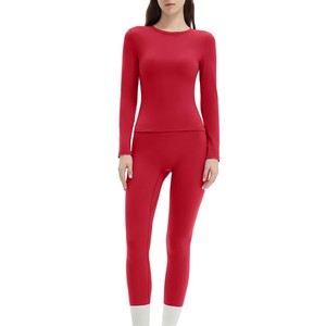 Conjunto de Top de Yoga sin Mangas con Cuello Redondo y Leggings de Cintura Media, Color Sólido, Largo Completo, Spandex/Nylon, 2 Piezas, Tallas Grandes, Secado Rápido - Product Image 2