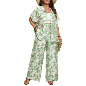 Ensemble de combinaison à jambes larges imprimées pour femmes, tenue assortie - Product Image 3