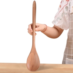 Cuillère en bois massif faite à la main, durable, à long manche, adaptée aux ustensiles de cuisine antiadhésifs, pour la cuisine - Product Image 6