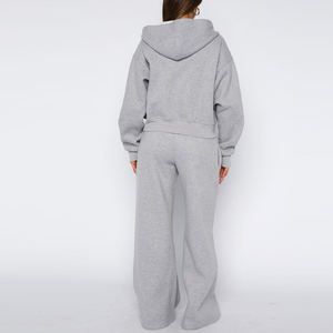 Conjunto Deportivo de Dos Piezas para Mujer, 100% Algodón, Elástico, Cuello en V, Estilo Hip Hop, Forro Polar, Transpirable, para Invierno - Product Image 5