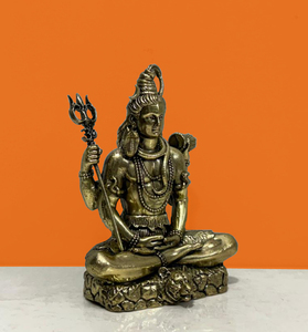 Nirmala Handicrafts - Ídolo Tradicional de Latón Hecho a Mano del Dios Shiva |   Estatua de Meditación de Mahadev Fundida en Cera para Decoración de Mesa en el Hogar - Product Image 3