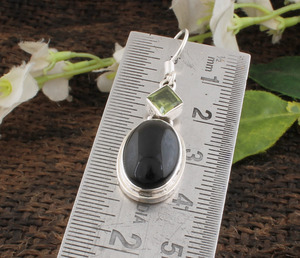 Pendientes de Plata de Ley 925 con Ónix Negro Natural y Peridoto, Joyería Genuina de Múltiples Piedras, Fabricante Mayorista - Product Image 6