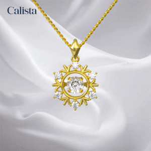 Collier pendentif en pierre CZ de style de luxe en or jaune 14 carats pour femmes bijoux à la mode pour les fêtes fabricant vietnamien fait à la main - Product Image 1