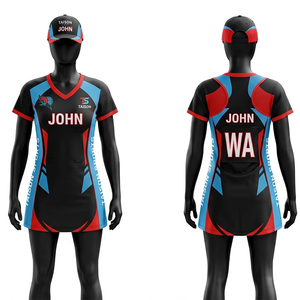 Uniforme de netball en polyester et élasthanne de qualité supérieure, 180 GSM, jaune fluo et noir, dos nageur, impression par sublimation, logo personnalisé - Product Image 2