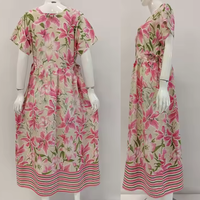 Camisón Casual Midi de Manga Corta para Mujer, Suave, 100% Poliéster, con Cuello Cuadrado, por Chrysanta