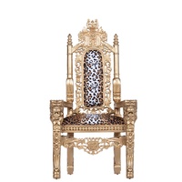 Chaise Trône Enfant Haut de Gamme Traditionnelle Française Capitonnée en Bois Massif Antique pour Hôtel, Mariage, Appartement, Villa, Salon