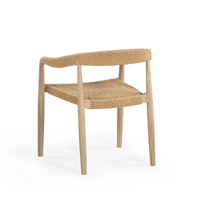 Decoout Elegant Scandinavian Style Hiroshima Dining <b>Chair</b> Nordic Solid Ash Wooden <b>Chair</b> Synthetic Rattan Restaurant Dining <b>Chair</b> - Product Image 6