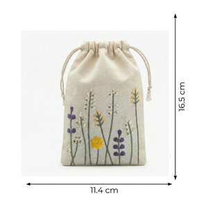 Floral Stitch Embroidered Cotton <b>Drawstring</b> <b>Pouch</b> Bag Screen for Bracelets Essential Oils Watches Crafts Embroidery Packaging - Product Image 3