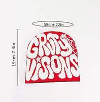 Gorro de Punto Jacquard Rojo de Alta Calidad con Diseño Graffiti Vision, Opciones de Logotipo Personalizado, Gorro de Invierno Acrílico Cálido para Streetwear, Venta al Por Mayor