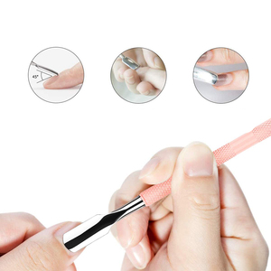 Empujador de Cutículas Profesional de Doble Punta con Mango Rosa, Herramienta de Limpieza de Uñas de Acero Inoxidable, Calidad de Salón, Marca Privada - Product Image 5