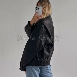 Women Fashion <b>Leather</b> <b>Jacket</b> Over Sized Drop Shoulder Style Designer Girls Casual Distressed Vintage Real <b>Genuine</b> <b>Leather</b> <b>Jacket</b> - Product Image 2