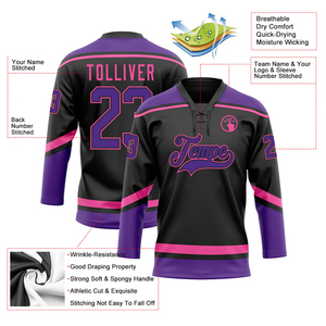 Maillot de hockey sur glace personnalisé avec logo, prix de gros, coupe ample, 100 % polyester, imperméable, mode personnalisée, OEM, respirant - Product Image 5