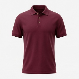 Polo à manches courtes pour homme, couleur bordeaux, 100% coton, tissu Oxford, respirant, coupe classique, design uni, style tissé - Product Image 1
