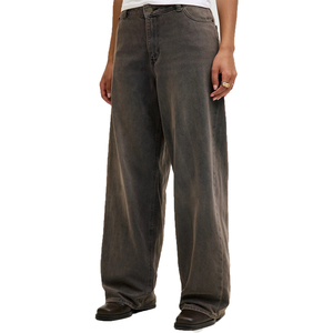 Pantalones Cargo de Mujer de Cintura Alta y Pierna Ancha, Color Liso, Lavado a la Piedra, 100% Poliéster, Ajuste Regular, Largos, Estilo Verano, con Cordón - Product Image 1