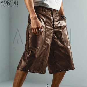 Pantalones Cortos de Cuero Marrón para Hombre, Ajuste Holgado, Cómodos, Nueva Llegada, Última Tendencia, Servicio OEM ODM, Mejor Proveedor, Precio al por Mayor - Product Image 4