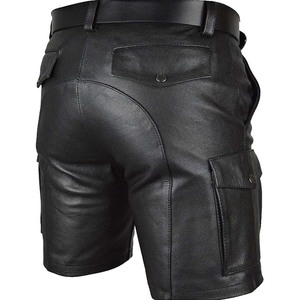 Custom Logo Men <b>Leather</b> Shorts Real <b>Leather</b> Casual Fashion Shorts Wholesale Supplier - Product Image 4