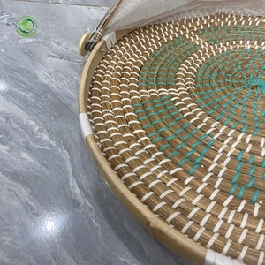 Couvre-plat en jonc de mer avec motif vert, articles de cuisine et décoration de table, vente en gros, écologique, fabriqué au Vietnam - Product Image 5