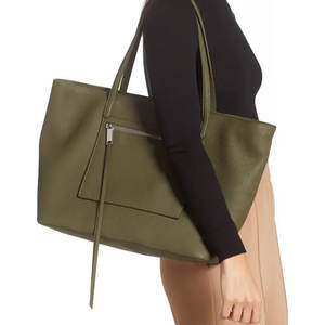 Bolso Tote Casual de Piel Genuina y Lona para Mujer, Diseño Liso, con Asas Dobles, Multicolor, para Oficina, IB-0017 - Product Image 6