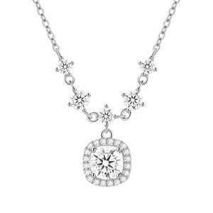 Collier pendentif en moissanite de luxe en forme de cube de sucre en argent sterling 925 pour femme, cadeau de mariage, fête, anniversaire, bijoux - Product Image 2