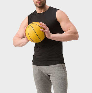 <b>Men's</b> <b>Black</b> Sleeveless Tank Top O-Neck Solid Knitted Breathable Workout Wear Casual Style 2026 - Product Image 3